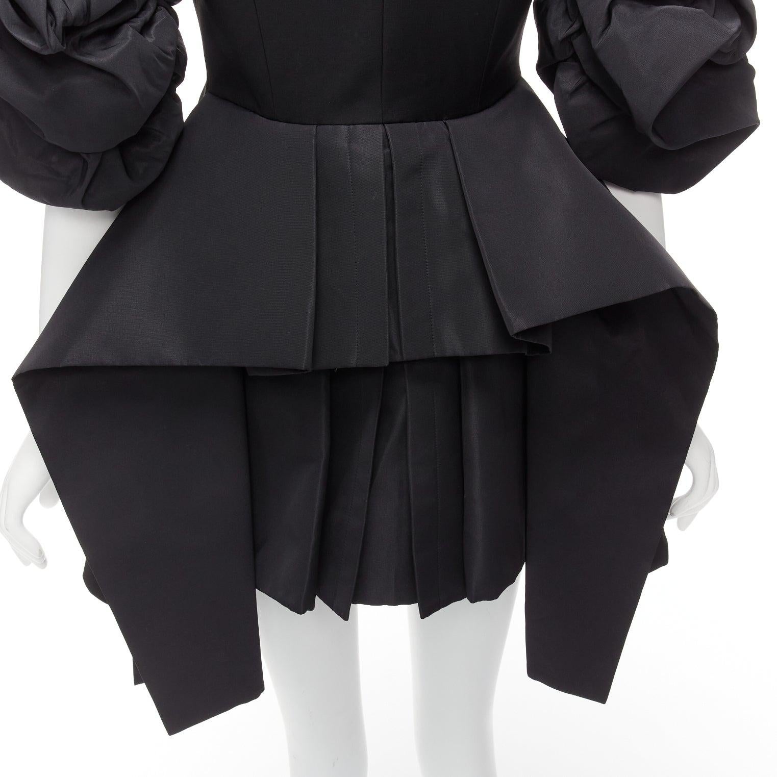 ALEXANDER MCQUEEN 2022 Runway black wool gathered sleeve blazer dress IT38 XS 4