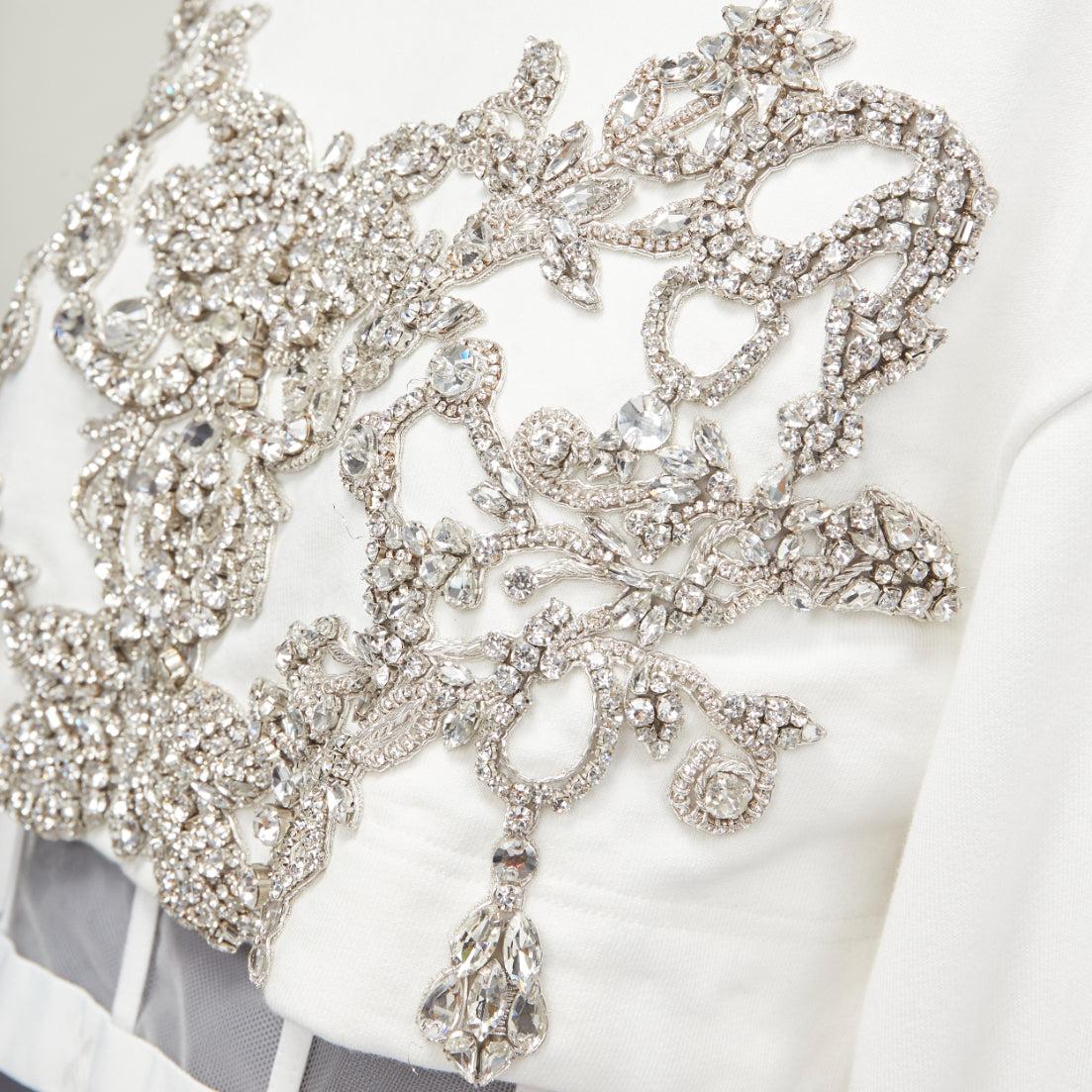 ALEXANDER MCQUEEN 2022 Runway rhinestone crystal corset crop sweater IT40 S 2