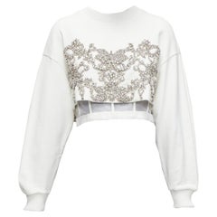 ALEXANDER MCQUEEN 2022 Runway rhinestone crystal corset crop sweater IT40 S