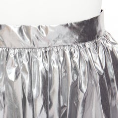 ALEXANDER MCQUEEN 2022 silver foil flared knee length circle skirt IT36 XXS