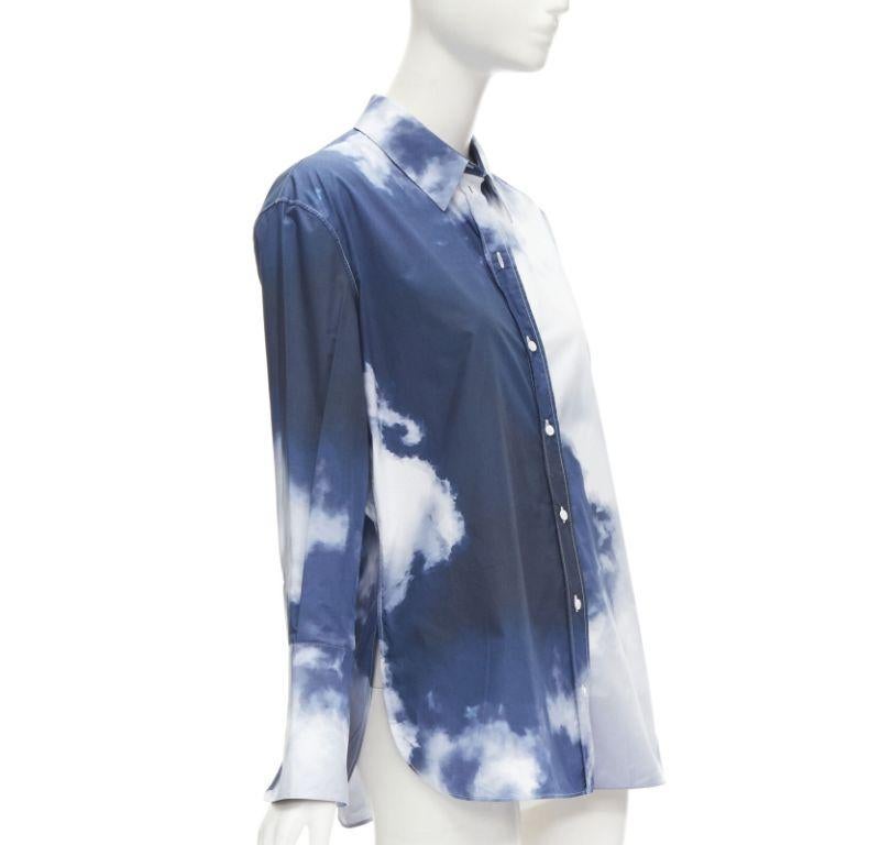 Gray ALEXANDER MCQUEEN 2022 Sky cloud blue cotton cuff button down shirt IT38 XS For Sale