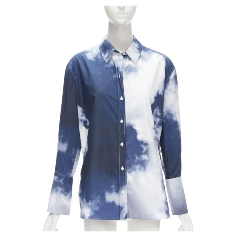 ALEXANDER MCQUEEN 2022 Sky cloud blue cotton cuff button down shirt IT38 XS For Sale