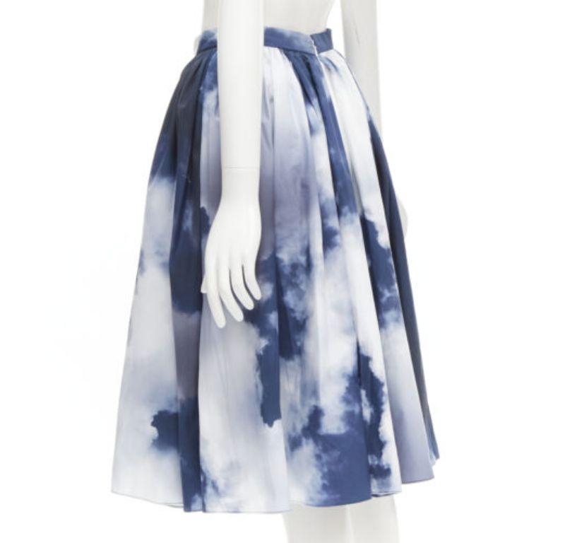 ALEXANDER MCQUEEN 2022 Sky cloud blue white A-line flared skirt IT38 XS For Sale 1