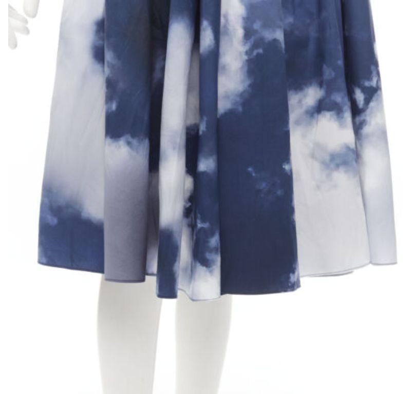 ALEXANDER MCQUEEN 2022 Sky cloud blue white A-line flared skirt IT38 XS For Sale 2