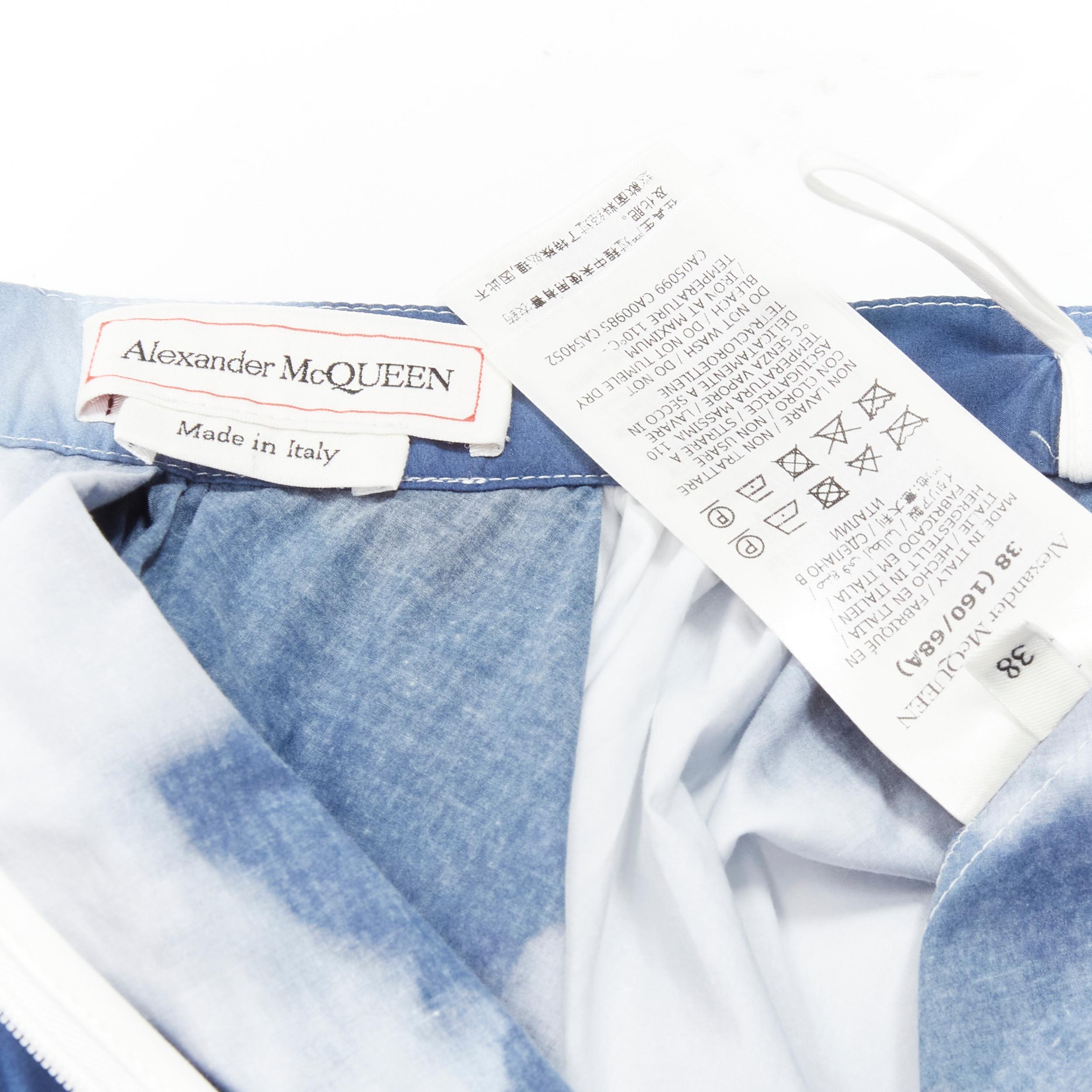 ALEXANDER McQueen 2022 Gonna svasata a ruota in bianco e blu cielo IT38 XS in vendita 3
