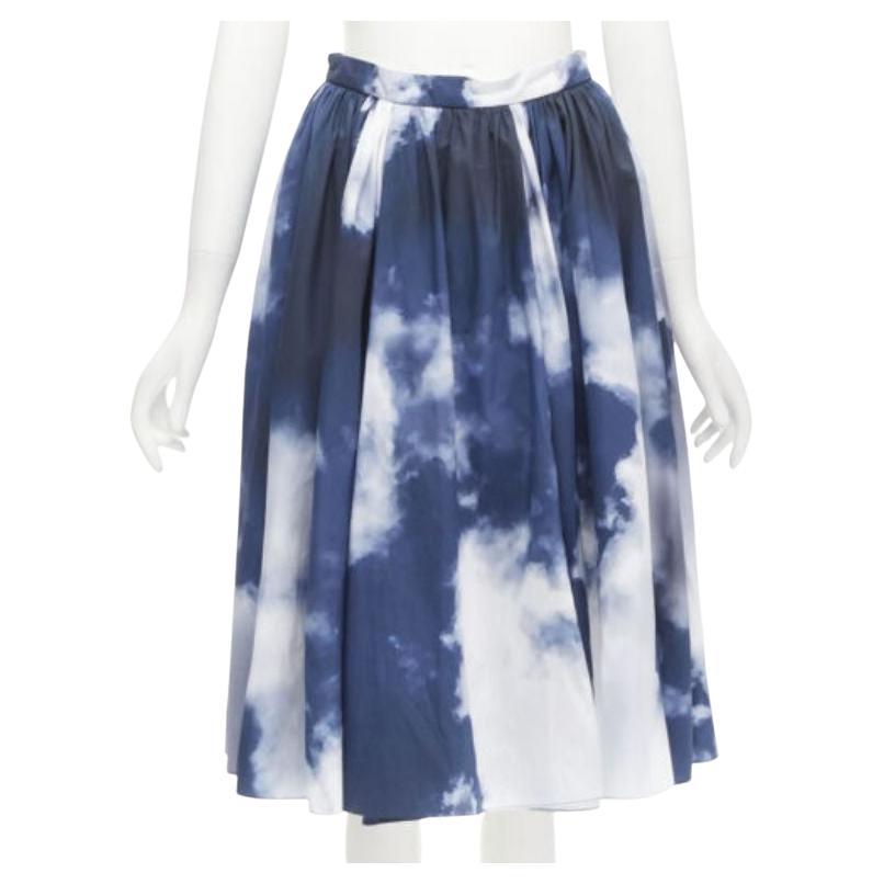 ALEXANDER MCQUEEN 2022 Sky cloud blue white A-line flared skirt IT38 XS For Sale