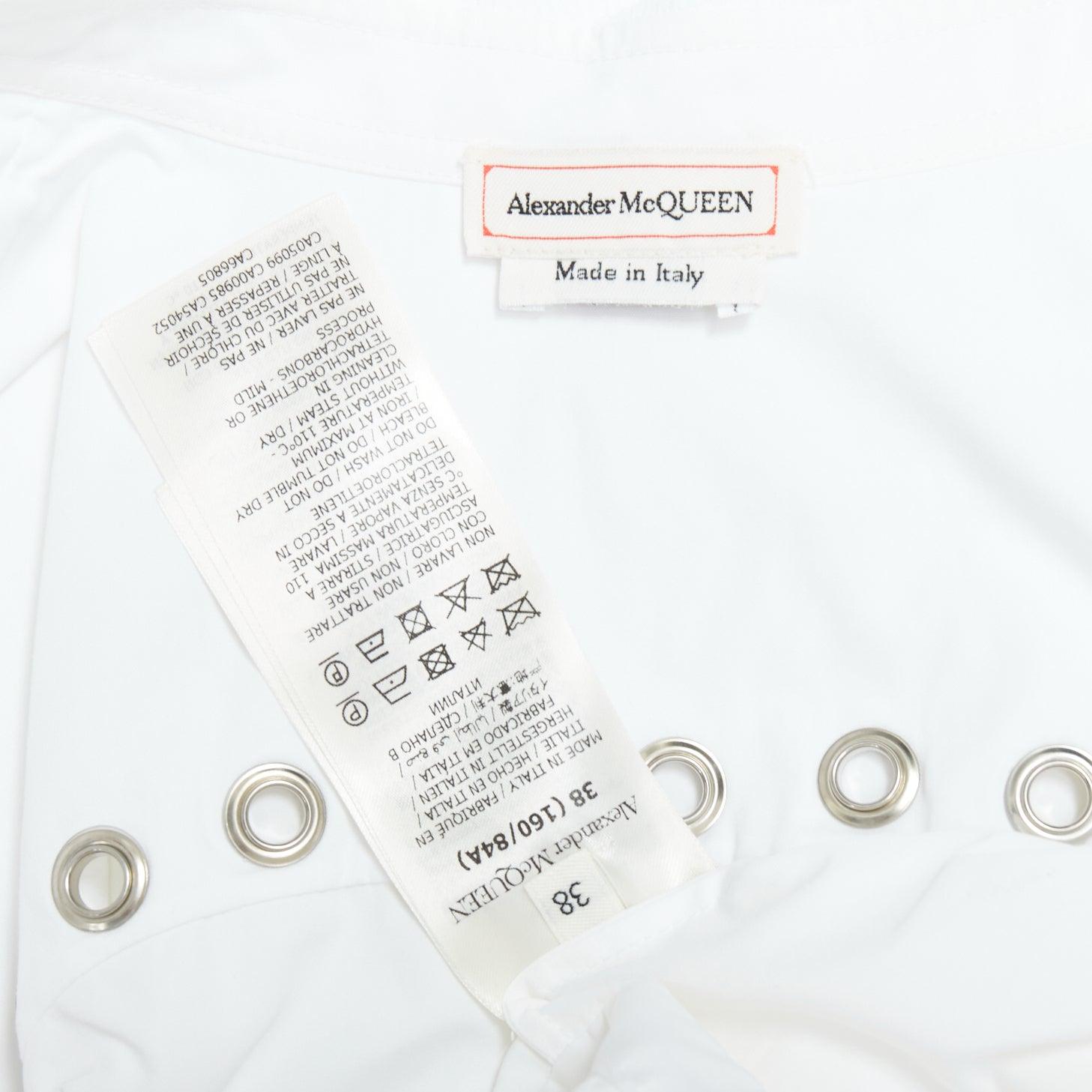 ALEXANDER MCQUEEN 2022 white cotton silver grommet midi dress IT38 XS For Sale 3