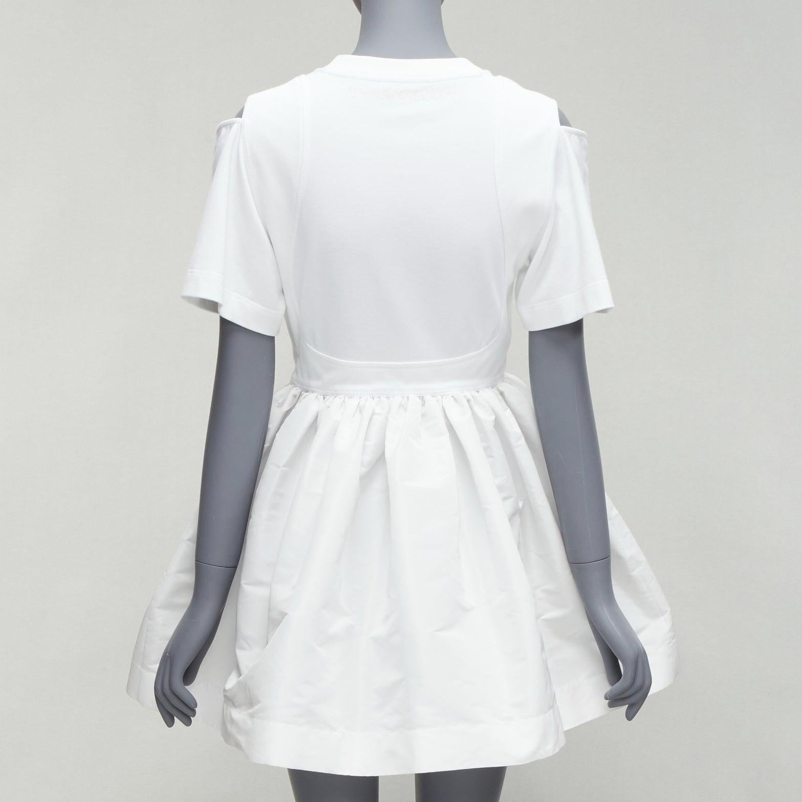 Women's ALEXANDER MCQUEEN 2022 white cut out shoulder flared short dress IT38 XS For Sale