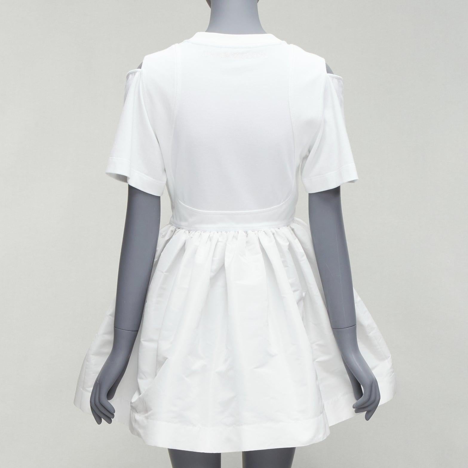 ALEXANDER MCQUEEN 2022 white cut out shoulder flared short dress IT38 XS In Excellent Condition In Hong Kong, NT