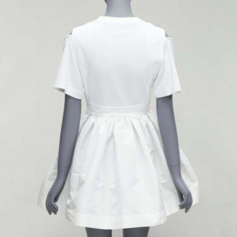 Women's ALEXANDER MCQUEEN 2022 white cut out shoulder flared short dress IT38 XS For Sale