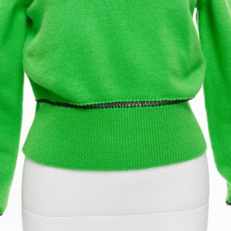 ALEXANDER MCQUEEN 2022 Wolle Grün Kalte Schulter Schwarz Gitternaht Pullover S im Zustand „Hervorragend“ im Angebot in Hong Kong, NT