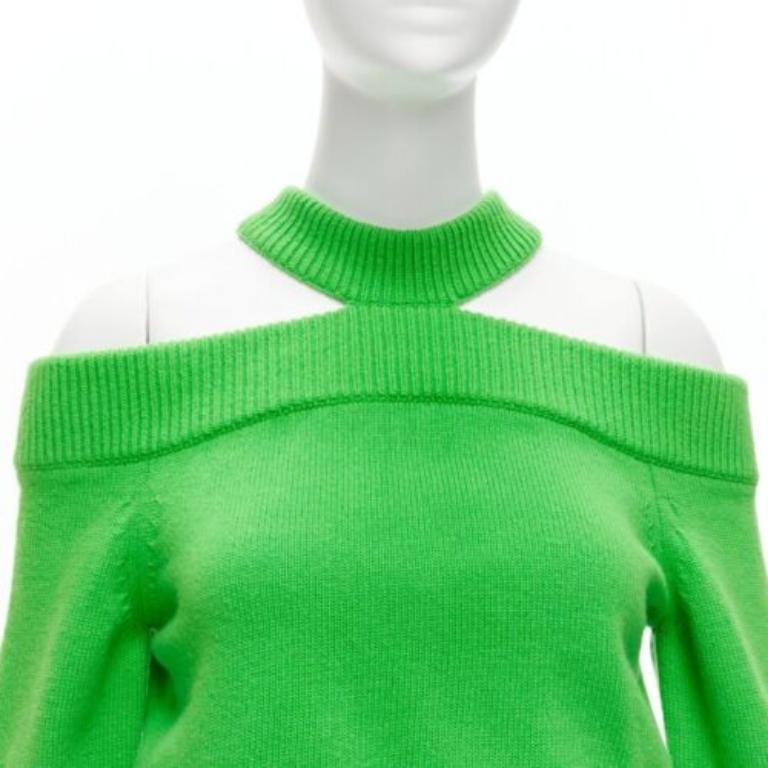 ALEXANDER MCQUEEN 2022 Wolle Grün Kalte Schulter Schwarz Gitternaht Pullover S im Angebot 3