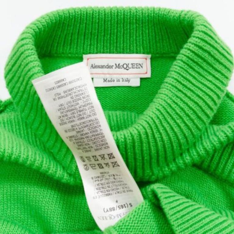 ALEXANDER MCQUEEN 2022 Wolle Grün Kalte Schulter Schwarz Gitternaht Pullover S im Angebot 4