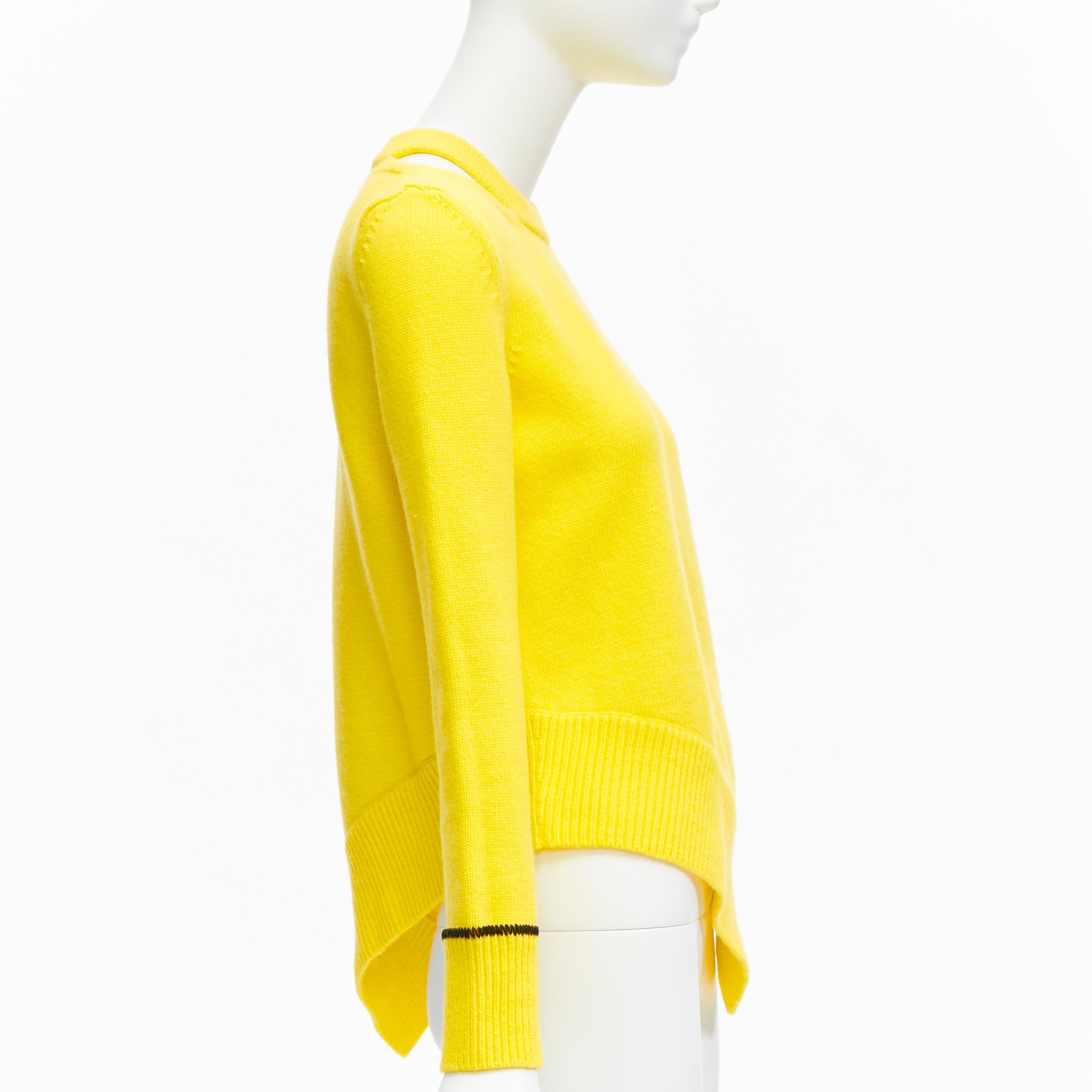 Women's ALEXANDER MCQUEEN 2022 yellow wool blend asymmetric cold shoulder sweater S For Sale