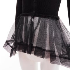 ALEXANDER MCQUEEN 2023 black ribbed stiff sheer tulle peplum cardigan sweater S