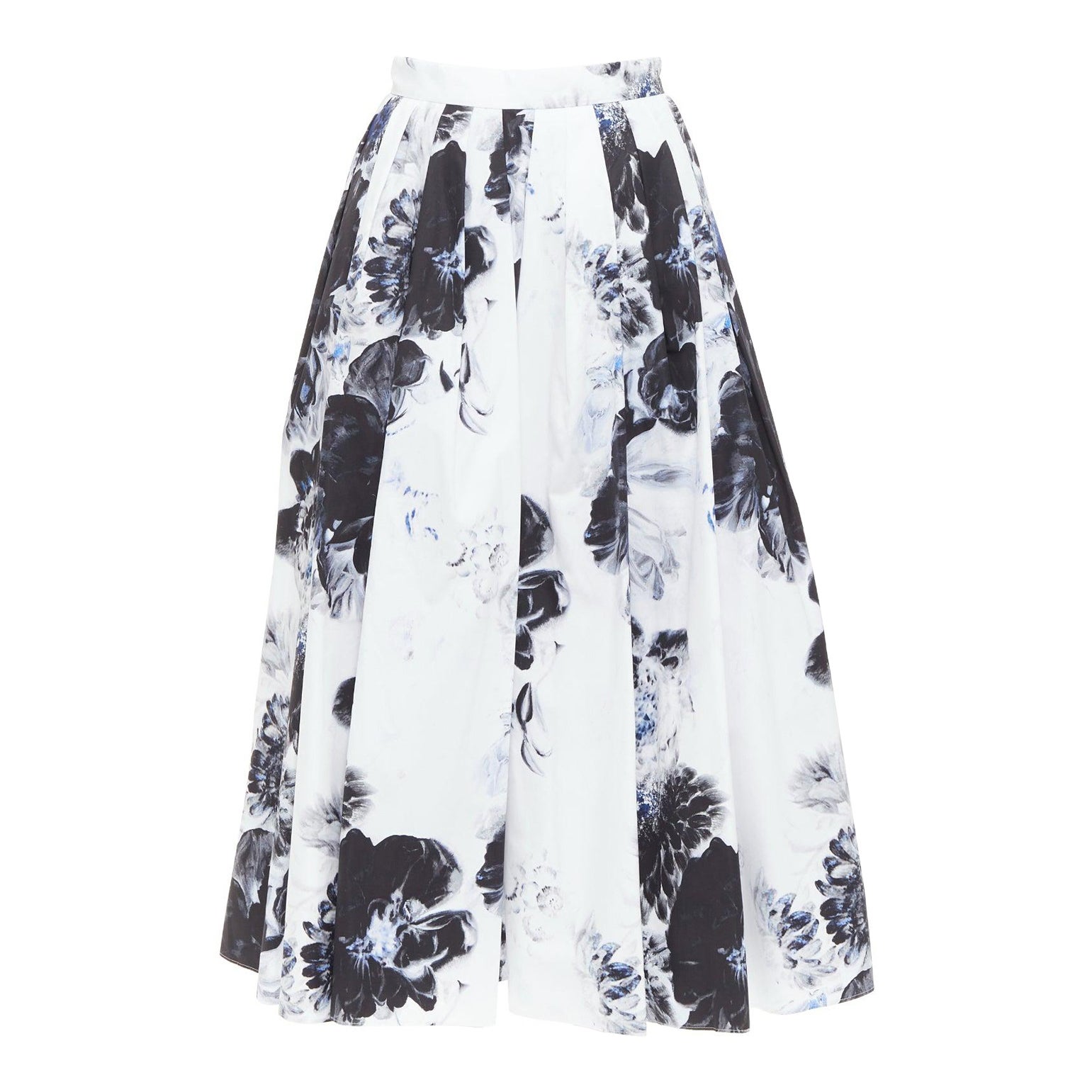 Alexander McQueen 2023 Gonna midi in cotone con stampa floreale Chiaroscuro IT38 XS