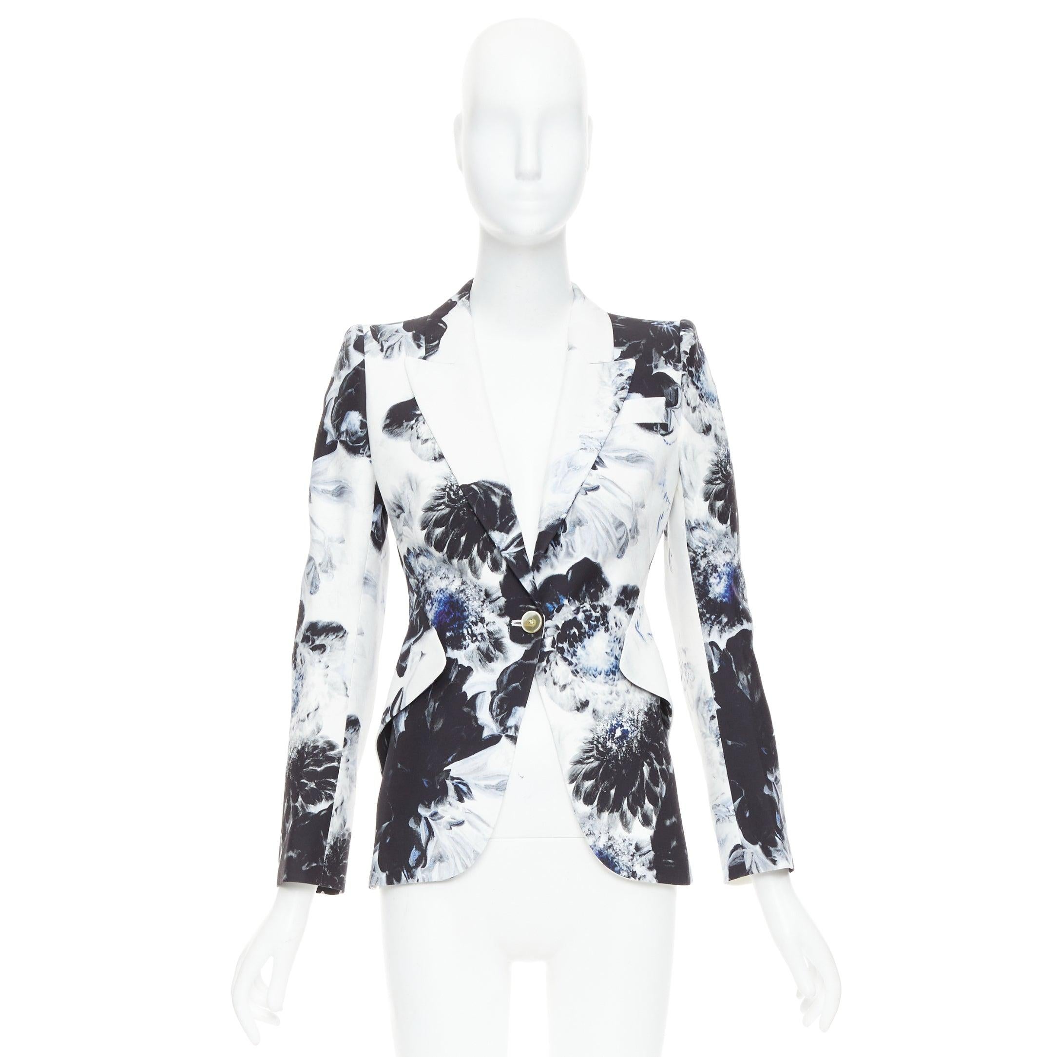 ALEXANDER MCQUEEN 2023 Chiaroscuro Xray floral fitted blazer jacket IT38 XS en vente 5