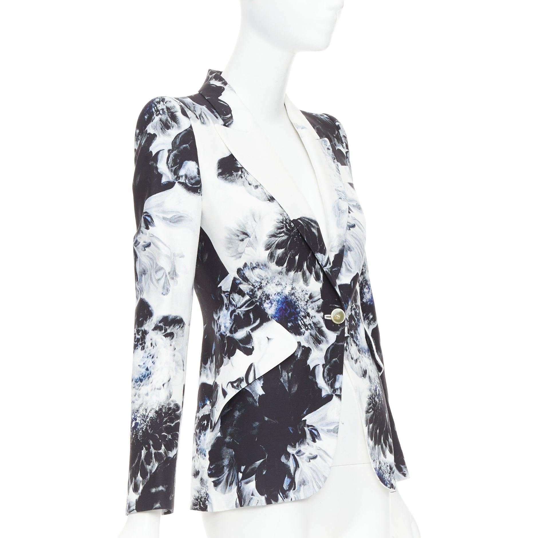 ALEXANDER MCQUEEN 2023 Chiaroscuro Xray floral fitted blazer jacket IT38 XS Excellent état - En vente à Hong Kong, NT