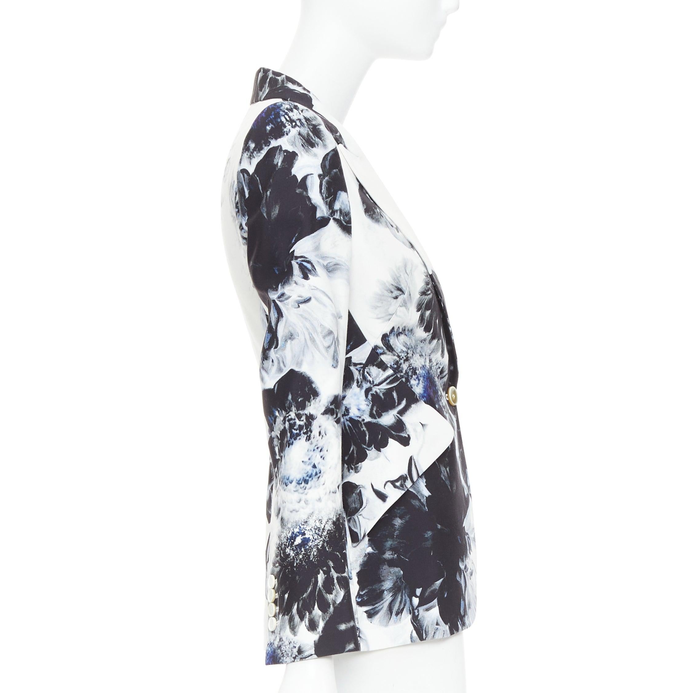 ALEXANDER MCQUEEN 2023 Chiaroscuro Xray floral fitted blazer jacket IT38 XS Pour femmes en vente