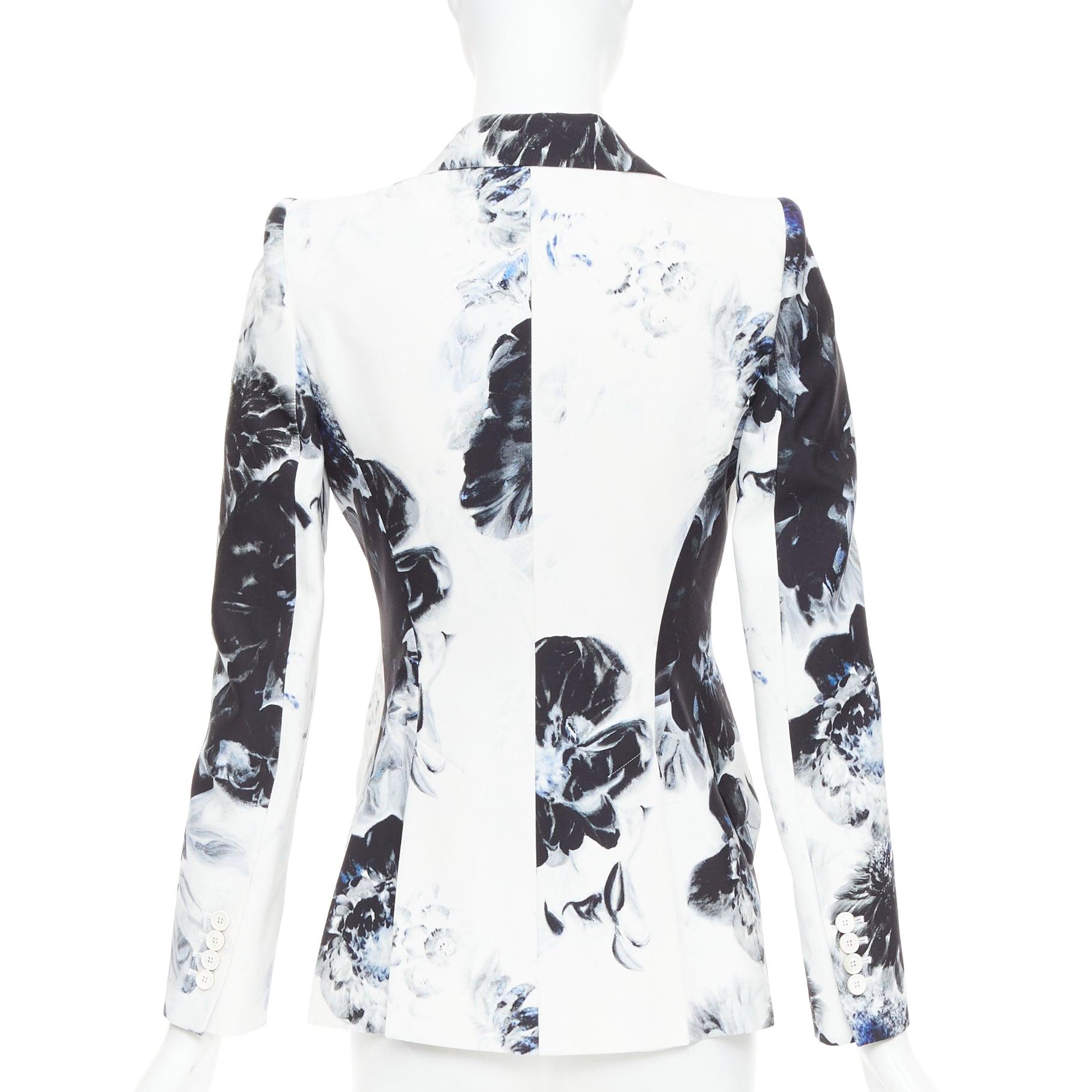 ALEXANDER MCQUEEN 2023 Chiaroscuro Xray floral fitted blazer jacket IT38 XS en vente 1