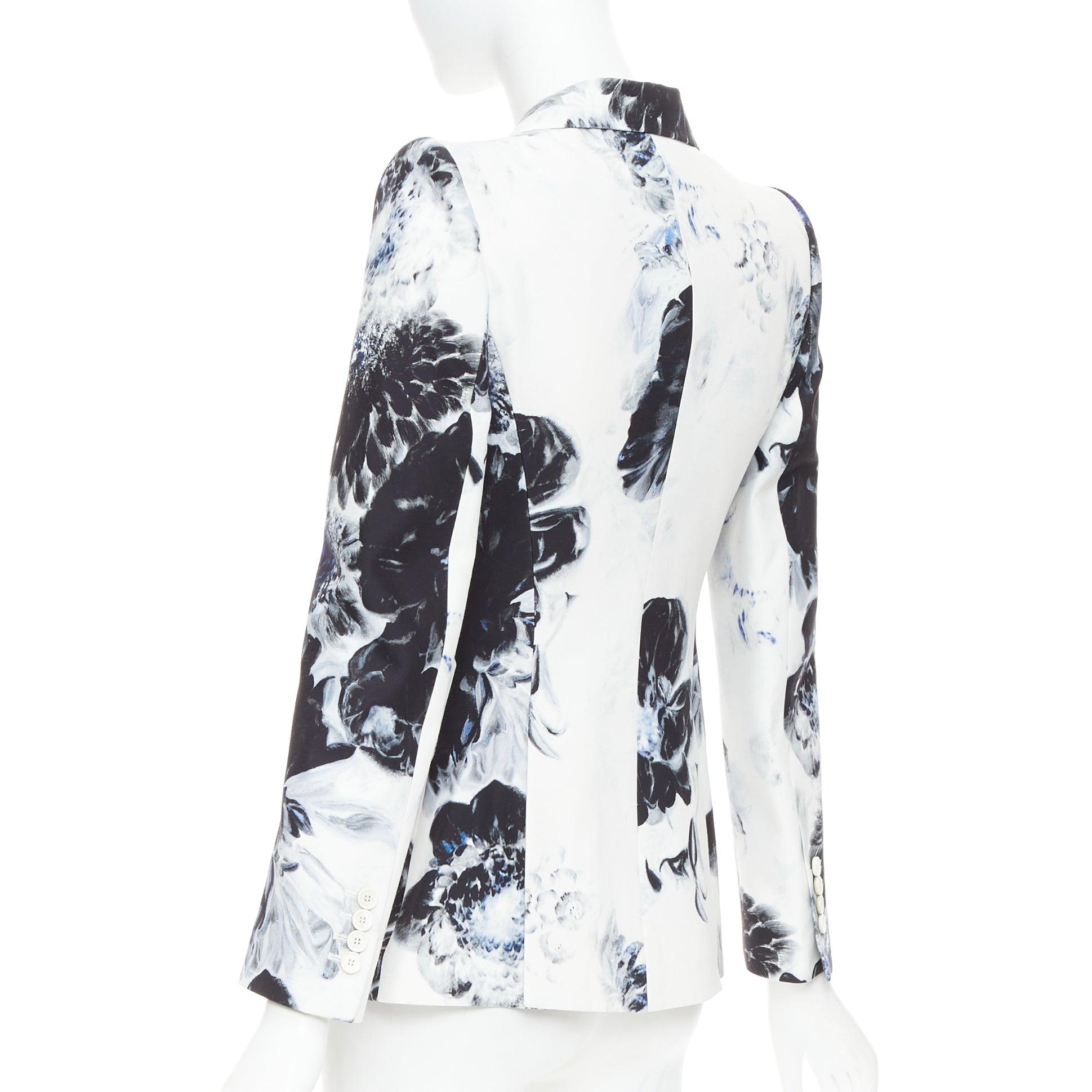 ALEXANDER MCQUEEN 2023 Chiaroscuro Xray floral fitted blazer jacket IT38 XS en vente 2