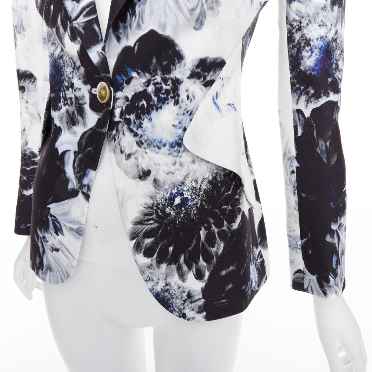 ALEXANDER MCQUEEN 2023 Chiaroscuro Xray floral fitted blazer jacket IT38 XS en vente 3