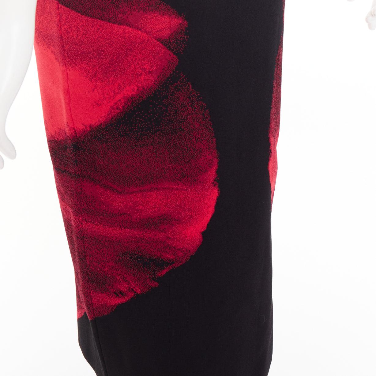 ALEXANDER MCQUEEN 2023 Ethereal Orchid schwarz rot floral jacquard pencil skirt S im Angebot 2