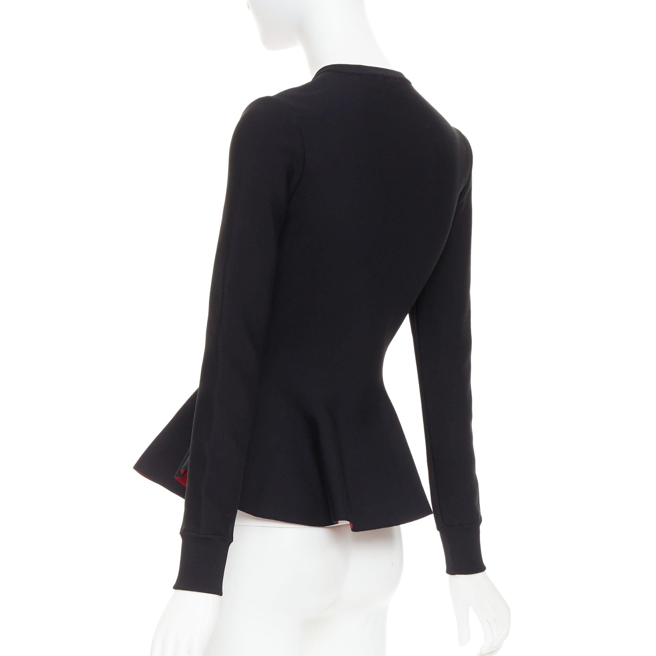 ALEXANDER MCQUEEN 2023 Ätherische Orchidee rot geblümte Jacquard-Schößchen-Strickjacke S im Angebot 2