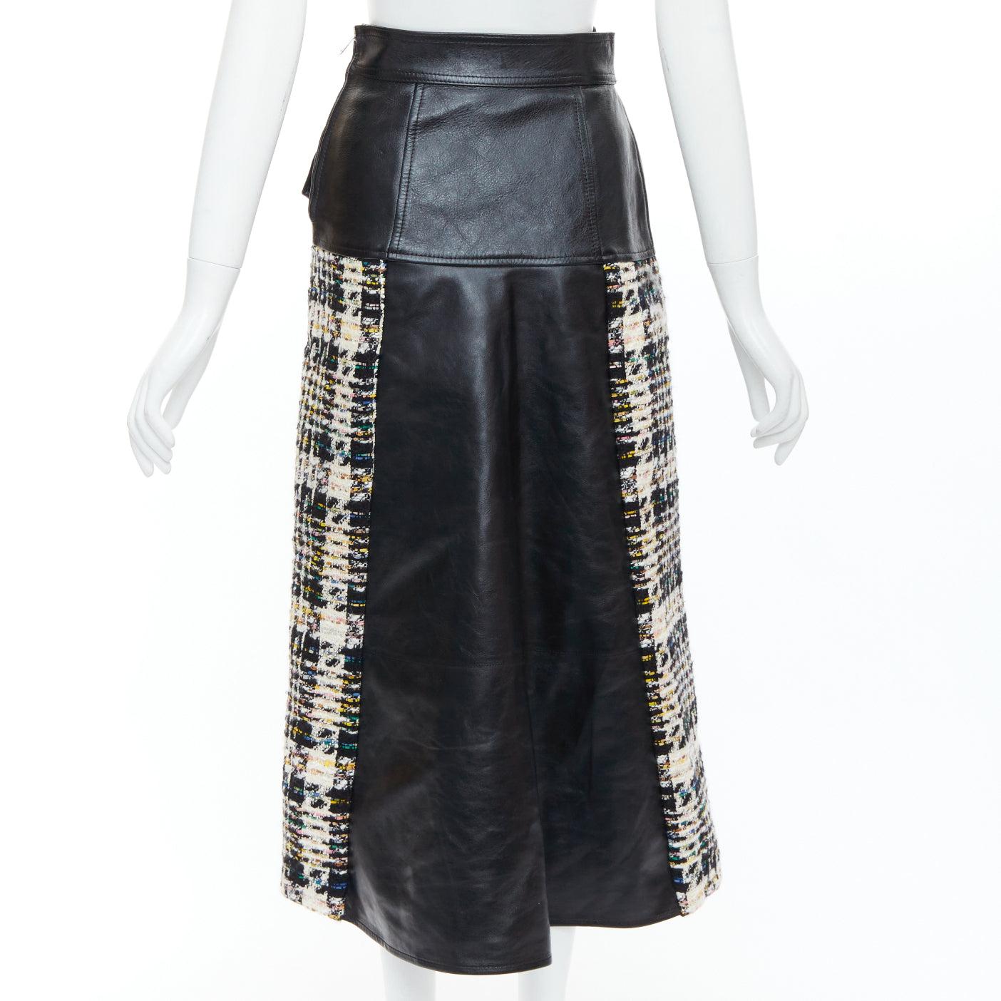 Women's ALEXANDER MCQUEEN 2023 Hybrid leather tweed deconstructed biker skirt IT36 XXS For Sale