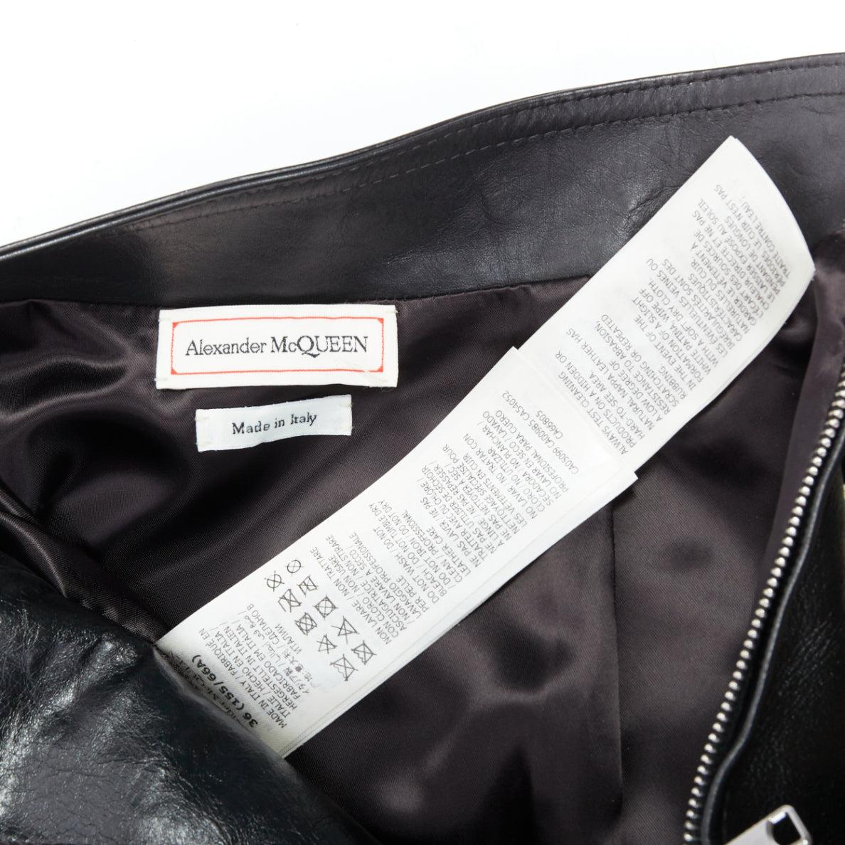 ALEXANDER MCQUEEN 2023 Hybrid leather tweed deconstructed biker skirt IT36 XXS For Sale 4