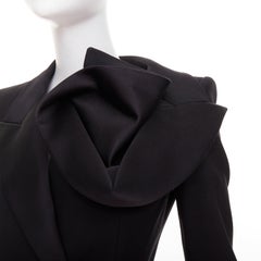 ALEXANDER MCQUEEN 2023 Orchid embellished black slim fit wool playsuit IT36 XS