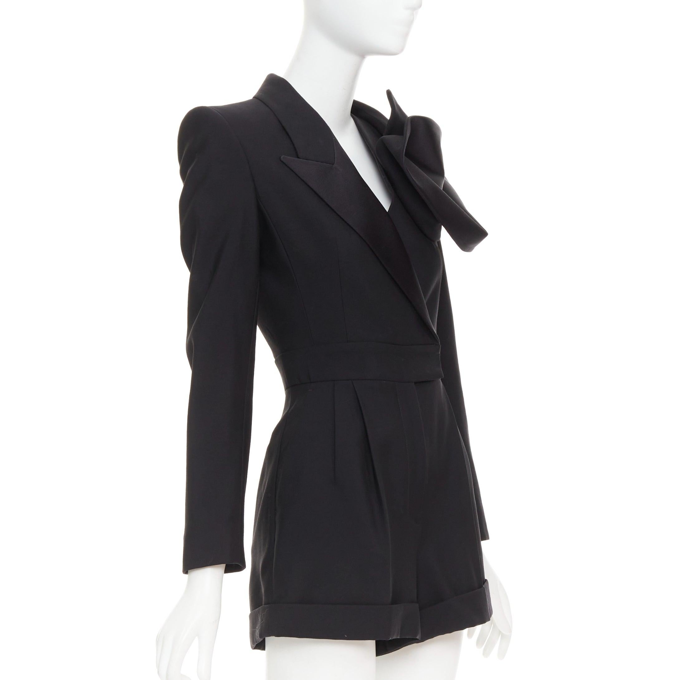 ALEXANDER MCQUEEN 2023 Orchidee verschönert schwarz slim fit Wolle playsuit IT36 XS (Schwarz) im Angebot