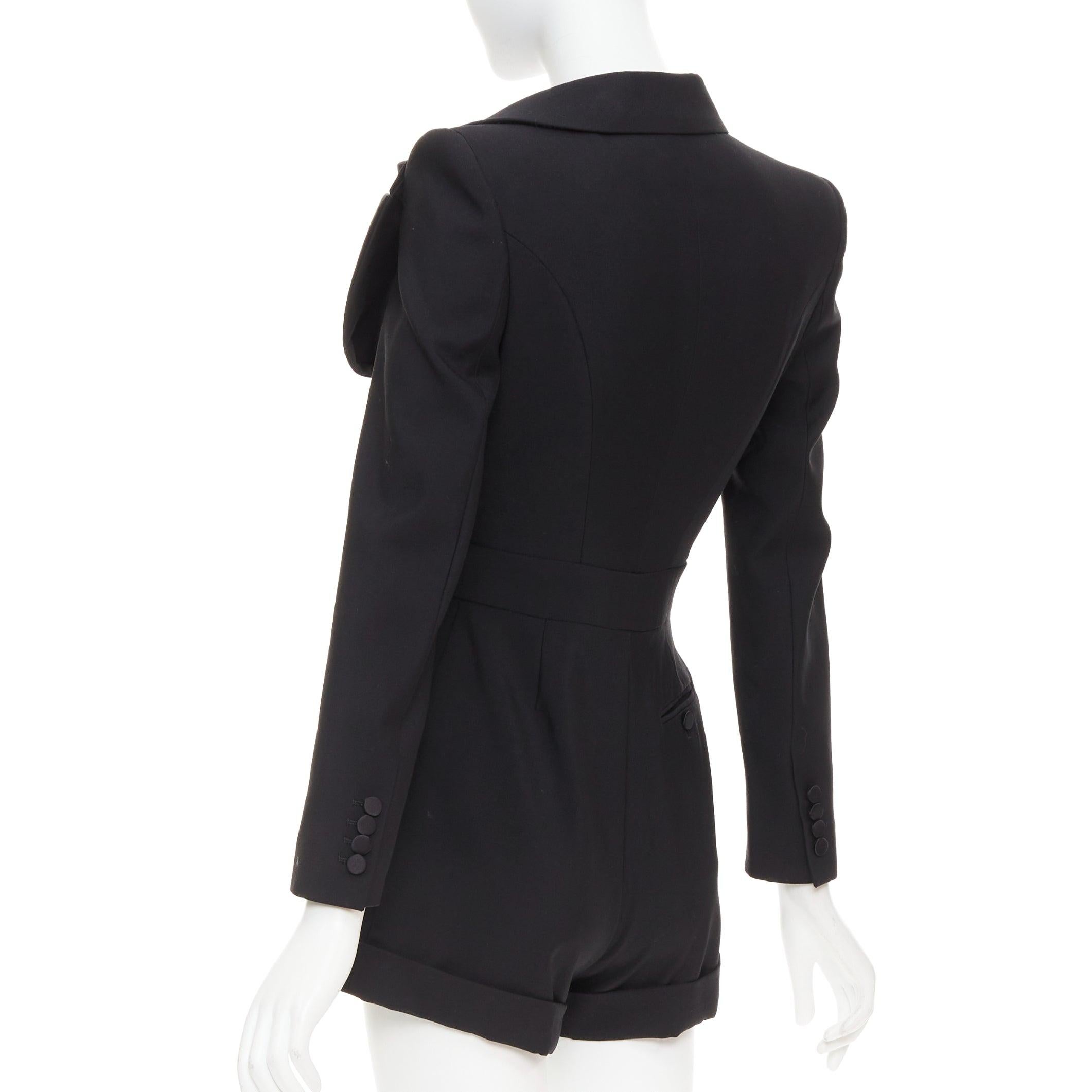 ALEXANDER MCQUEEN 2023 Orchidee verschönert schwarz slim fit Wolle playsuit IT36 XS im Angebot 1