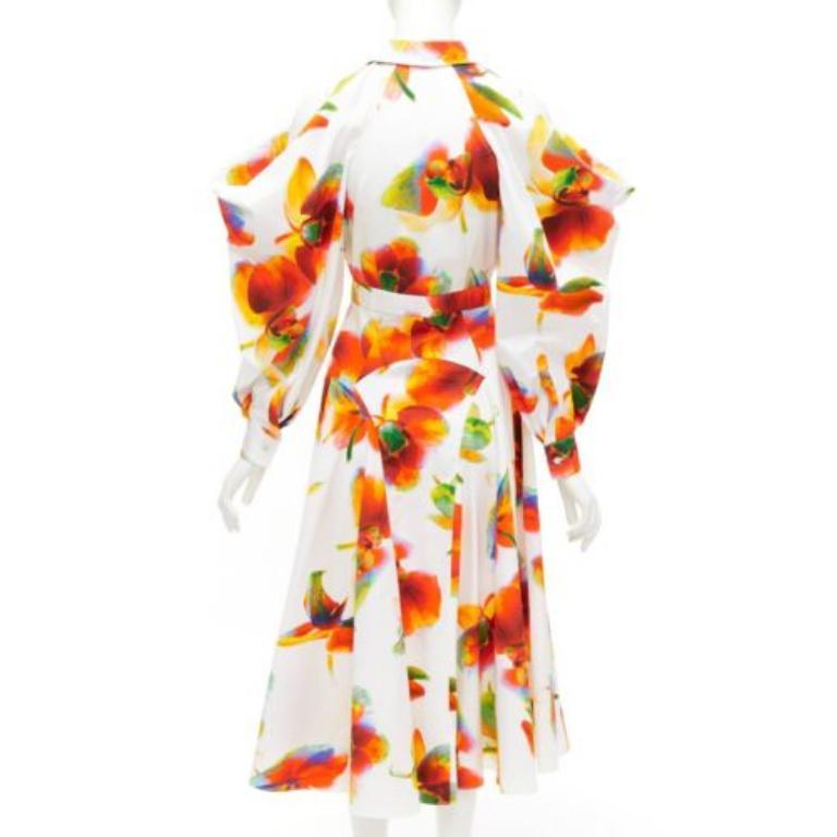 De las mujeres ALEXANDER MCQUEEN 2023 Orquídea solarizada vestido floral con hombros al descubierto IT38 XS en venta