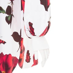 ALEXANDER MCQUEEN 2023 Tudor Rose Butterfly cotton balloon sleeve dress IT38 XS
