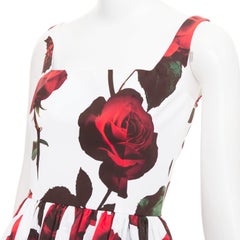 ALEXANDER MCQUEEN 2024 Tudor Rose print cotton poplin skater mini dress IT38 XS