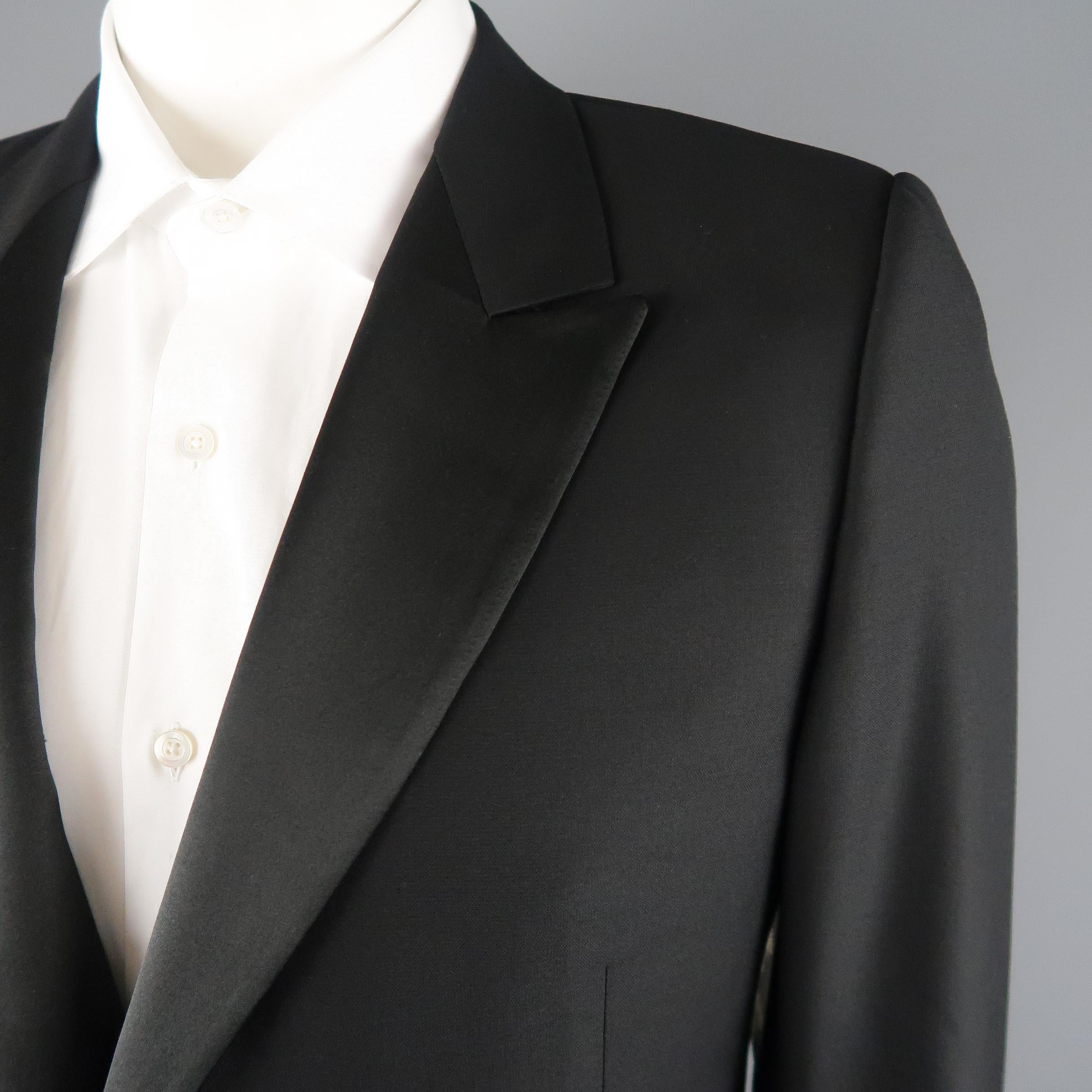 black suit with satin lapel