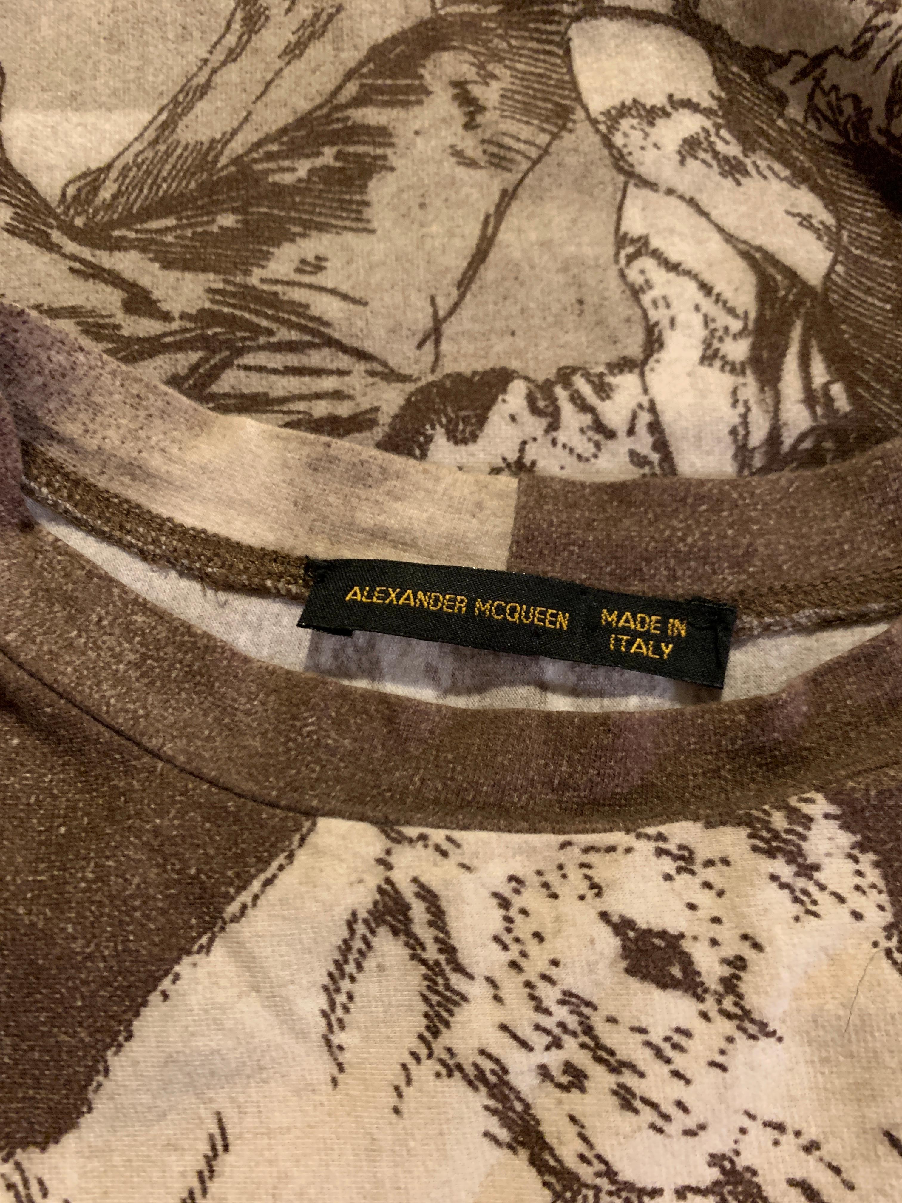 Alexander McQueen 90s Goya Los Caprichos Etching Print Shirt T-Shirt Brown 1
