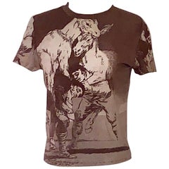 Alexander McQueen 90s Goya Los Caprichos Etching Print Shirt T-Shirt Brown