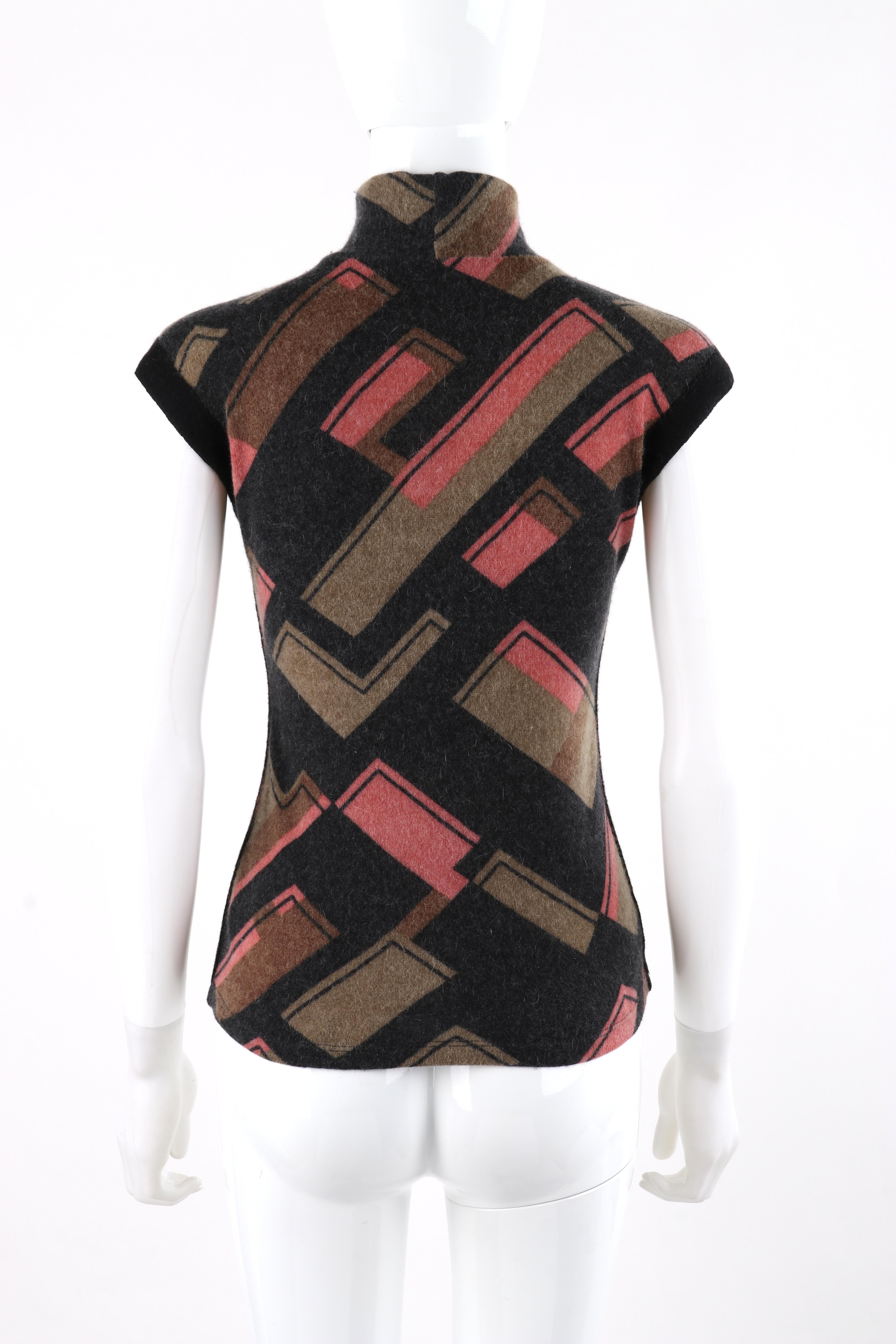 Black ALEXANDER McQUEEN A/W 1995 “Highland Rape” Multicolor Pattern Sleeveless Sweater For Sale