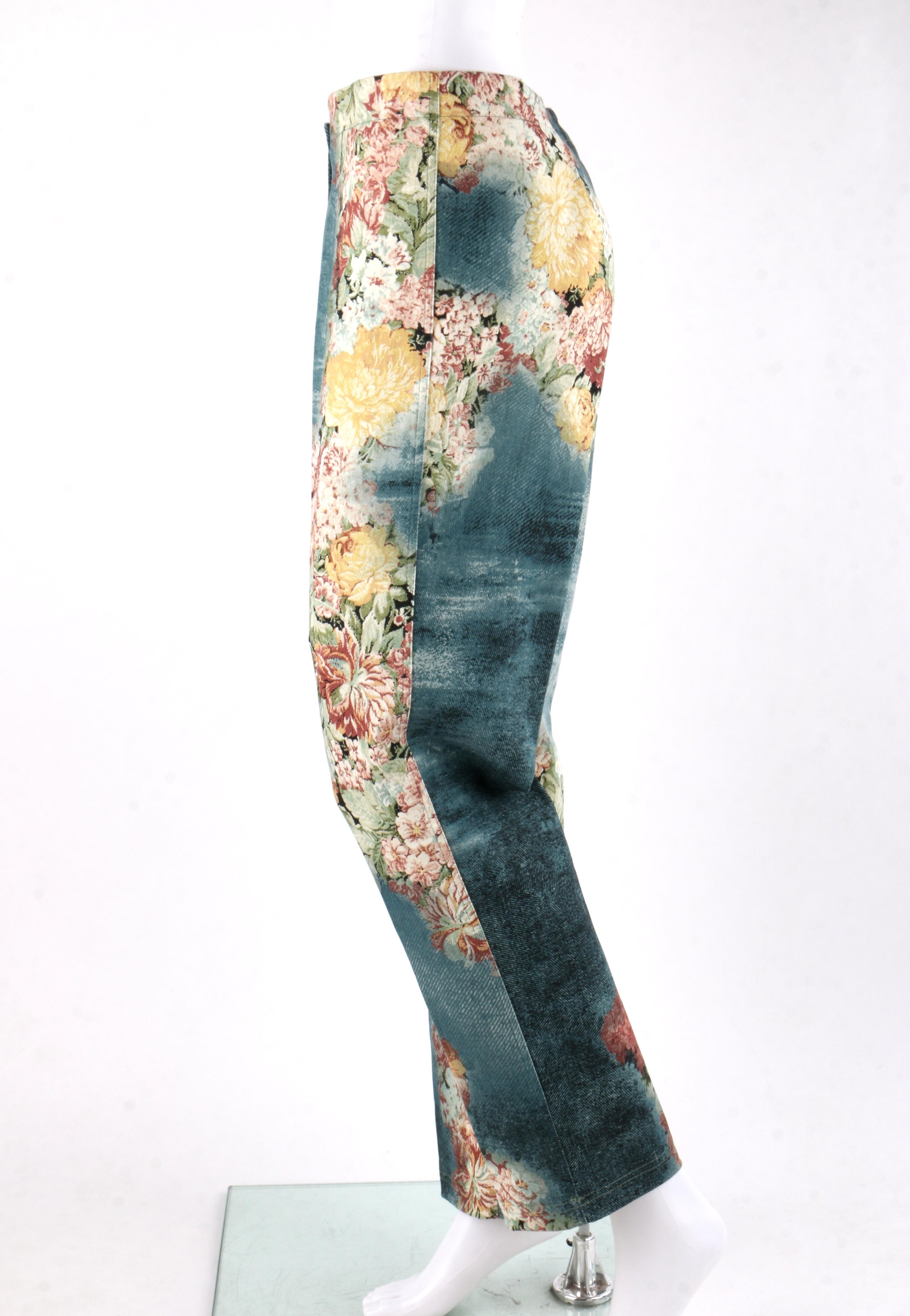 ALEXANDER McQUEEN A/W 1996 2pc Floral & Denim Print Blazer Pant Suit Set For Sale 1
