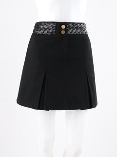 ALEXANDER McQUEEN A/W 1996 “Dante” Black Leather Braid Trim Pleated Mini Skirt