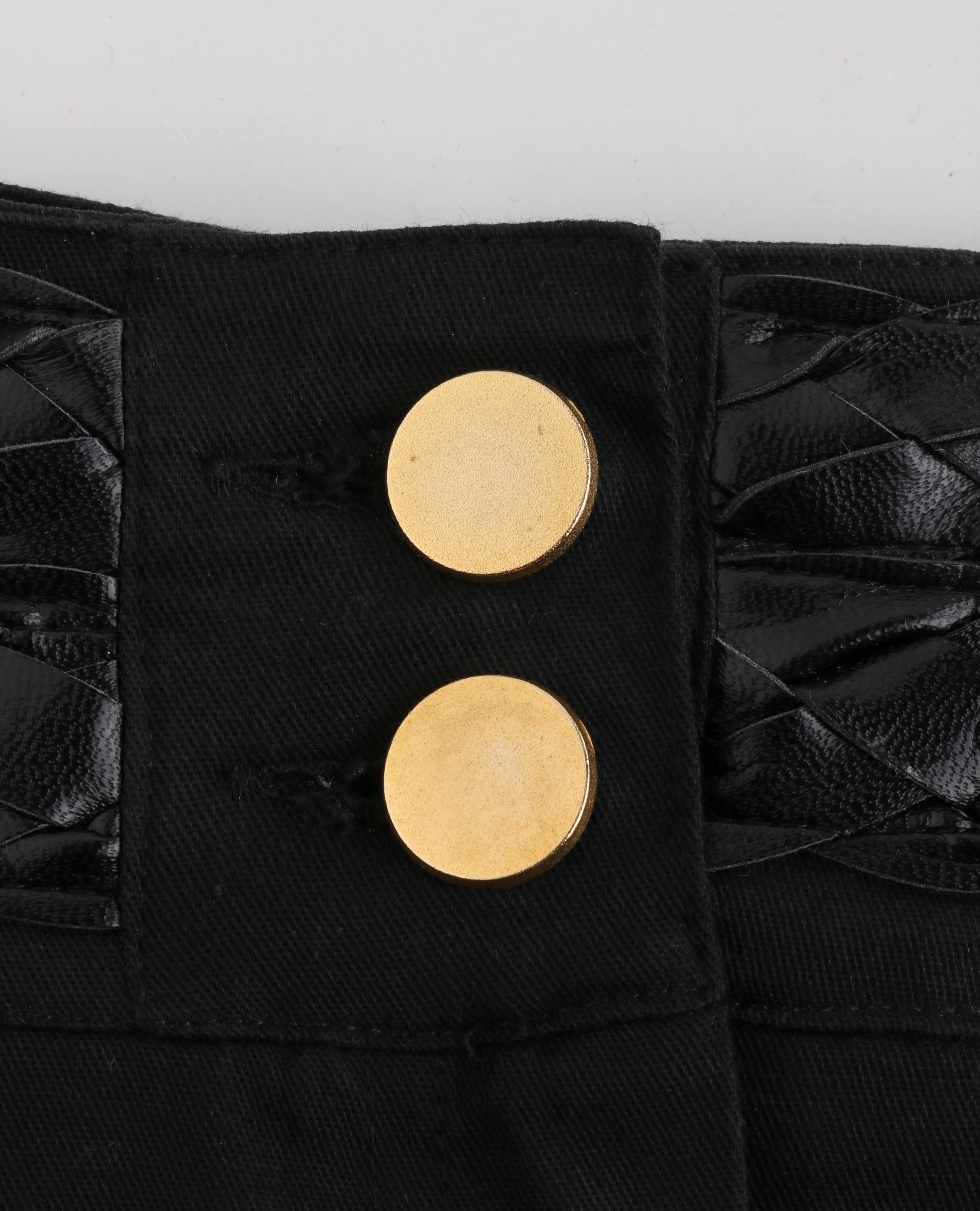 Women's ALEXANDER McQUEEN A/W 1996 “Dante” Black Leather Braid Trim Pleated Mini Skirt For Sale