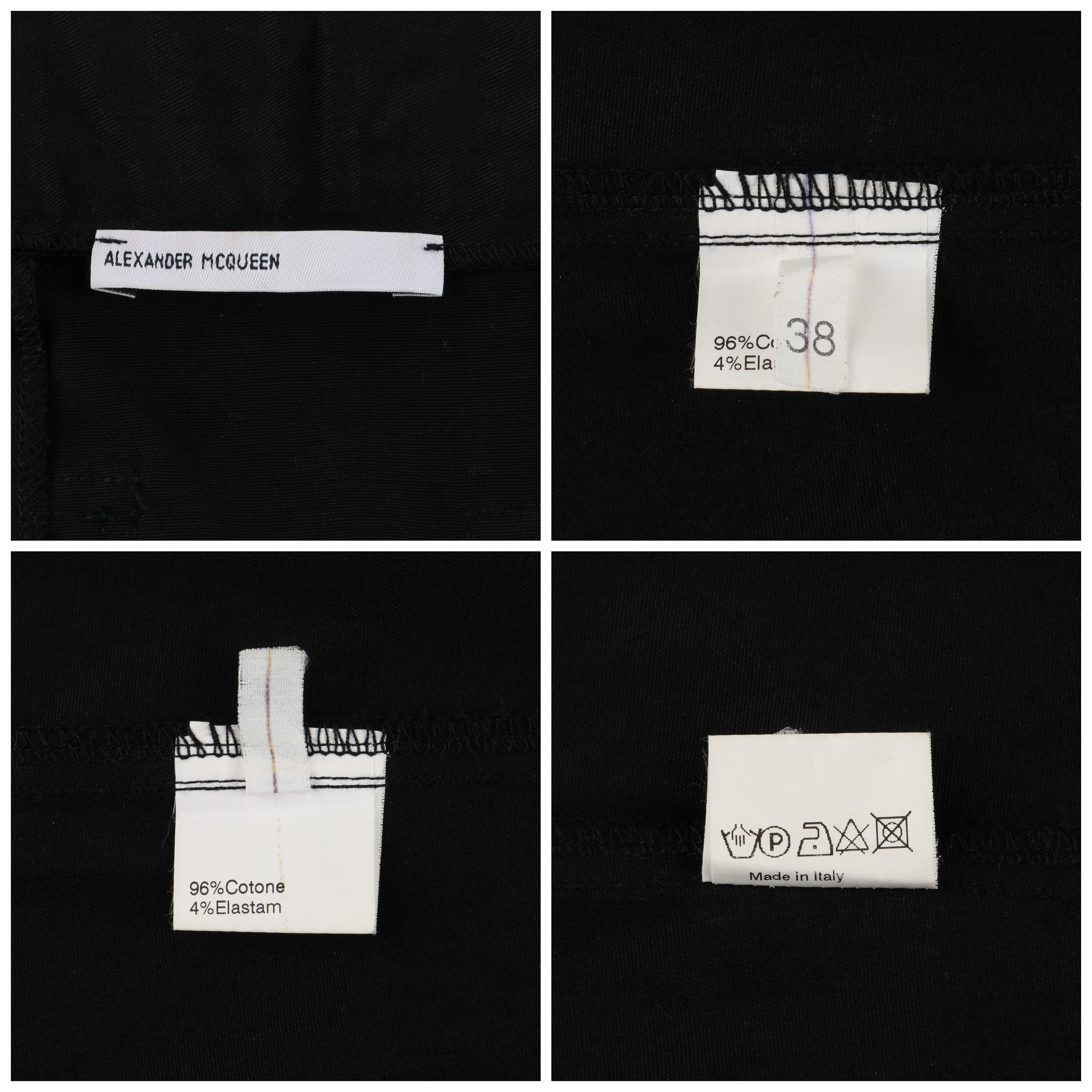 ALEXANDER McQUEEN A/W 1996 “Dante” Black Leather Braid Trim Pleated Mini Skirt For Sale 1