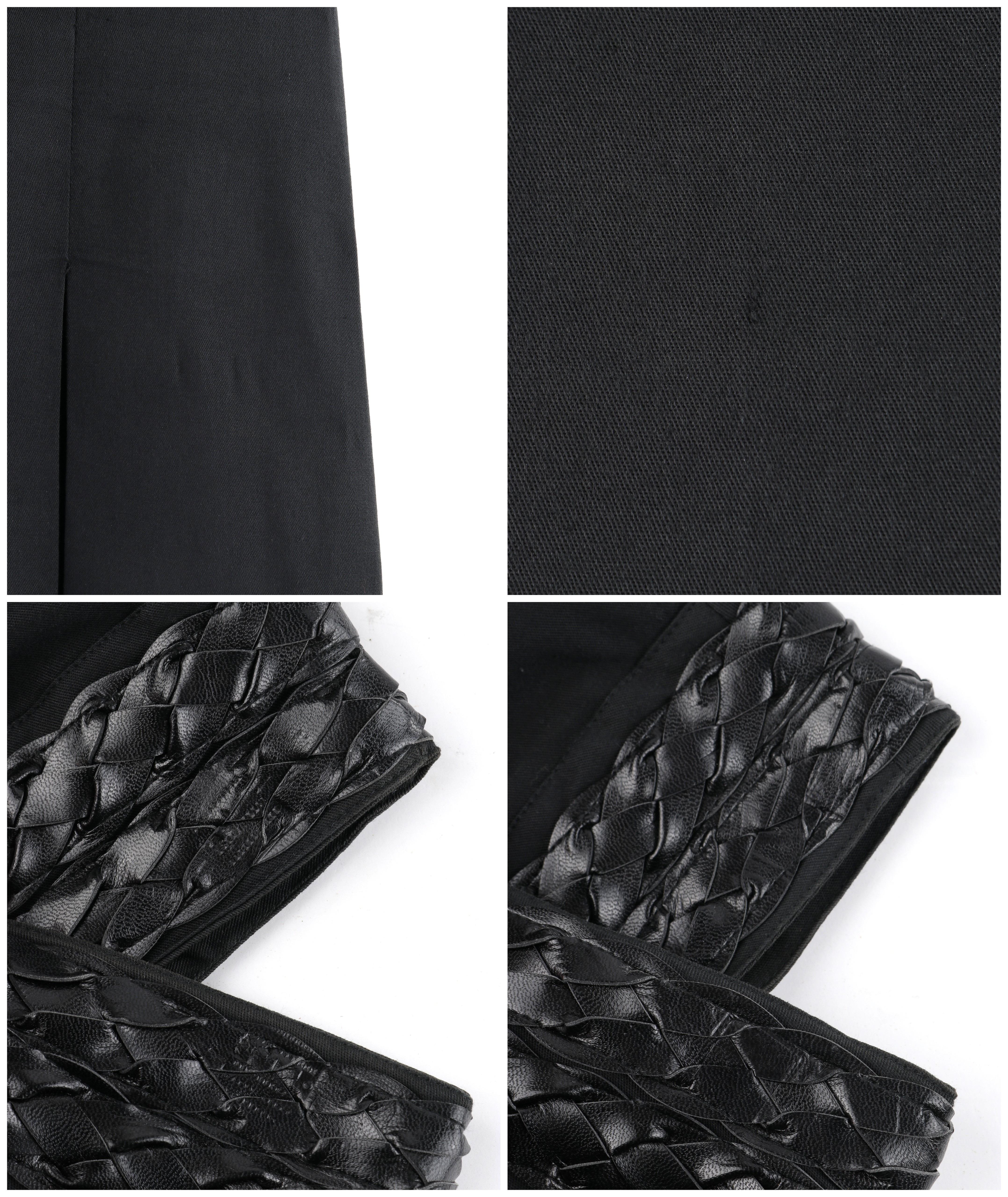 ALEXANDER McQUEEN A/W 1996 “Dante” Black Leather Braid Trim Pleated Mini Skirt For Sale 2