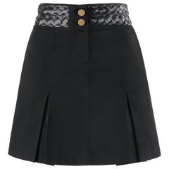 ALEXANDER McQUEEN A/W 1996 “Dante” Black Leather Braid Trim Pleated Mini Skirt