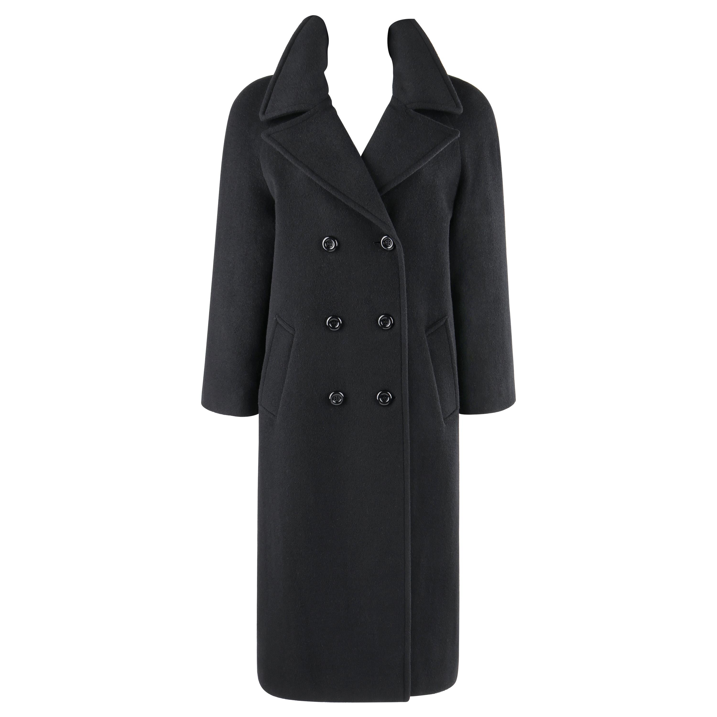 ALEXANDER McQUEEN A/W 1996 "Dante" Black Wool Cashmere Double Breasted Overcoat For Sale