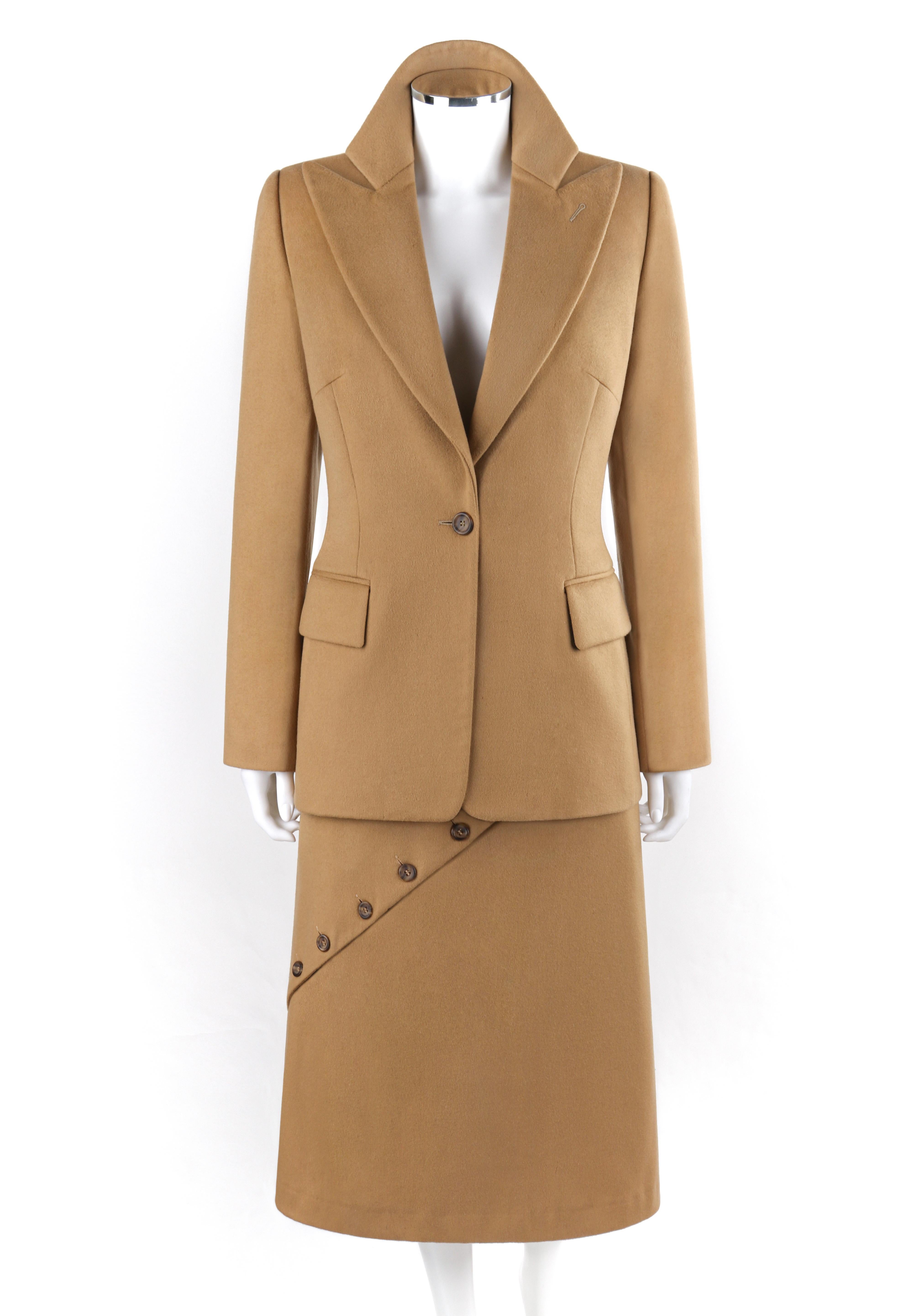 ALEXANDER McQUEEN A/W 1996 “Dante” Brown Blazer Skirt Suit w/ Hair + Birth Label

Brand / Manufacturer: Alexander McQueen
Collection: A/W 1996 “Dante”-Runway look #37 (skirt)
Designer: Alexander McQueen
Style: Blazer jacket; button-up A-line skirt