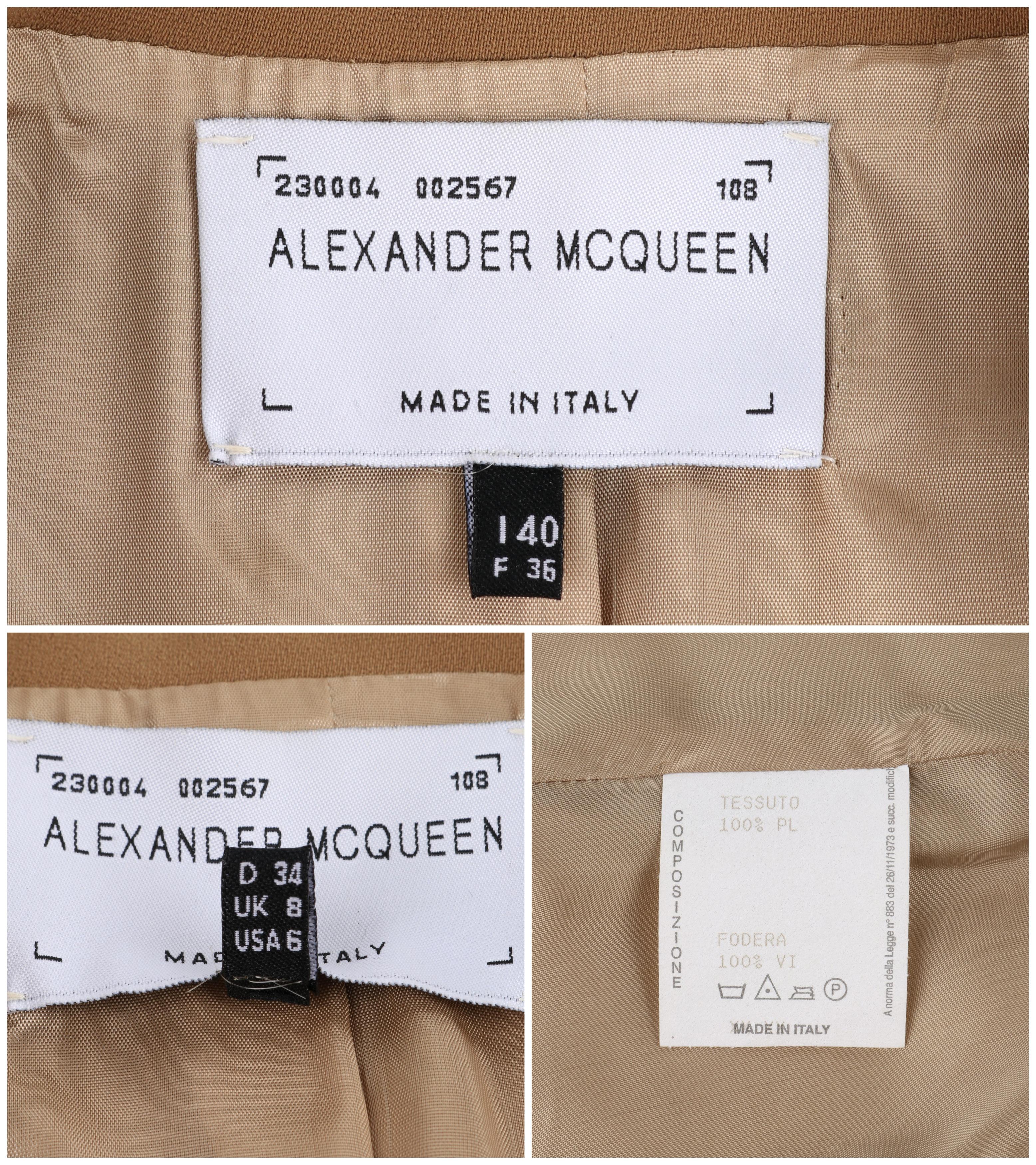 ALEXANDER McQUEEN A/H 1996 - Blazer « Dante » marron camel à fermeture à bouton-pression en vente 5