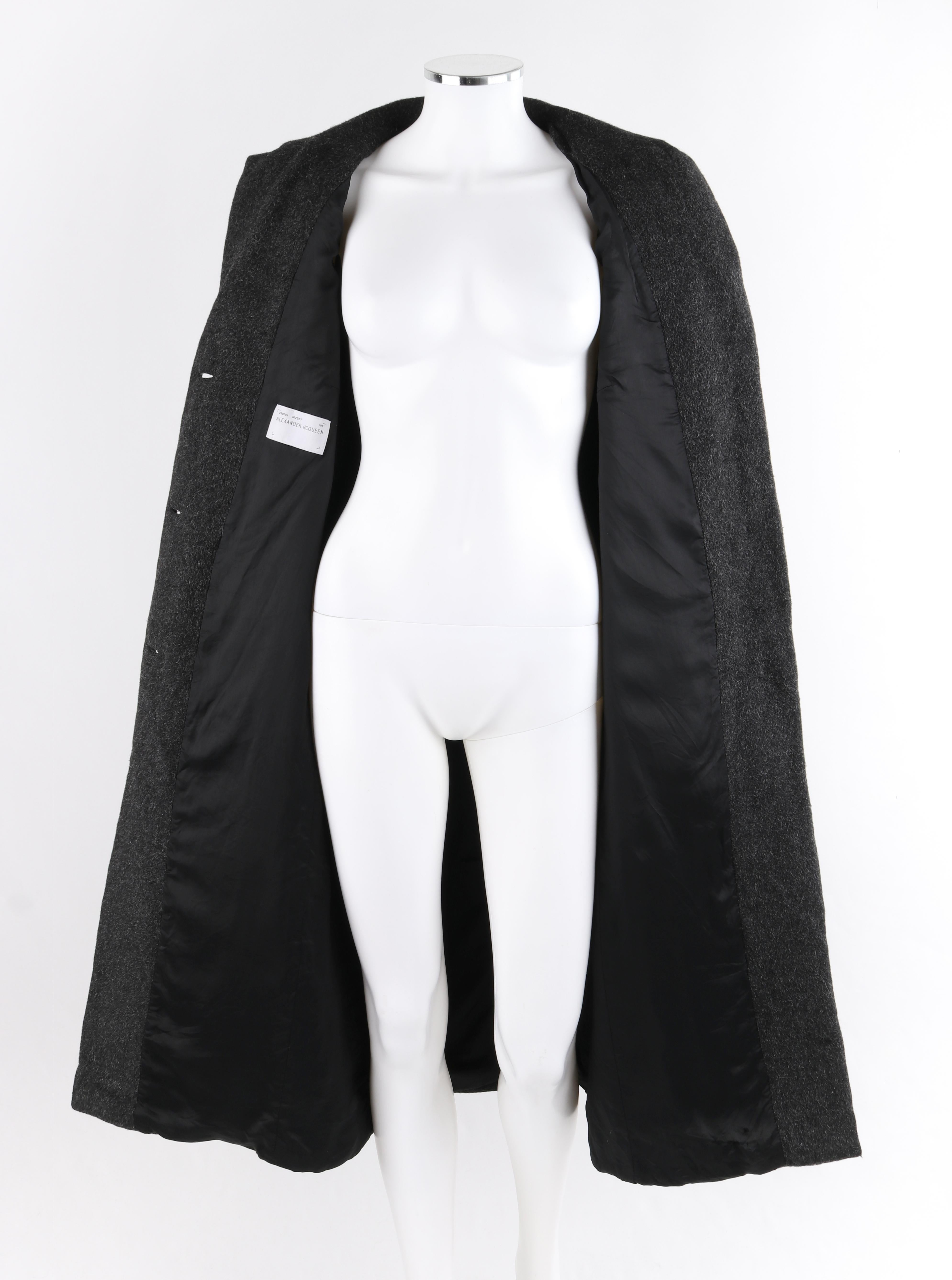 Women's ALEXANDER McQUEEN A/W 1996 “Dante” Charcoal Gray Mohair Coat Button Up Overcoat  For Sale
